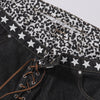 Star Pattern Lace Up High Waist Denim Jeans