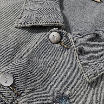 Floral Embroidery Denim Trucker Jacket