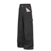 Raw Black Wide Leg Jeans with Utility Flap Pocket Detail