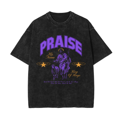 Praise His Name Christian Graphic Tee-INNBLAC
