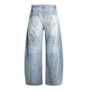 Washed Whiskered Balloon Fit Denim Jeans