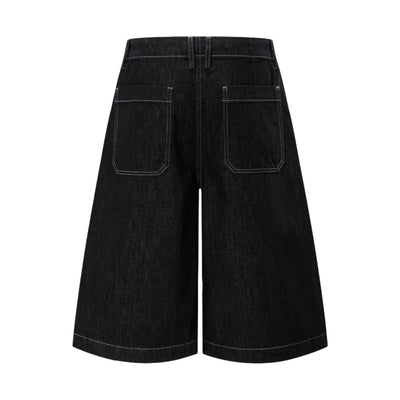 High-Waist A-Line Denim Cropped Shorts