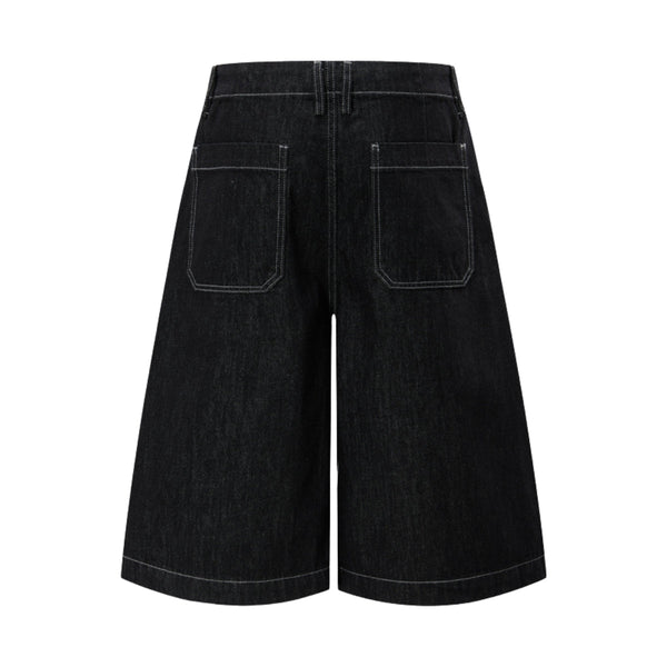 High-Waist A-Line Denim Cropped Shorts