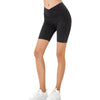 Crossover Waist Washed Stretchy Knit Denim Shorts