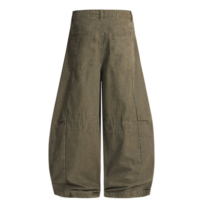 Curved Blade Wide Leg Patchwork Casual Pants