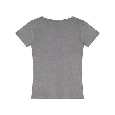 Fitted Rib-Knit V Neck T-Shirt 275gsm