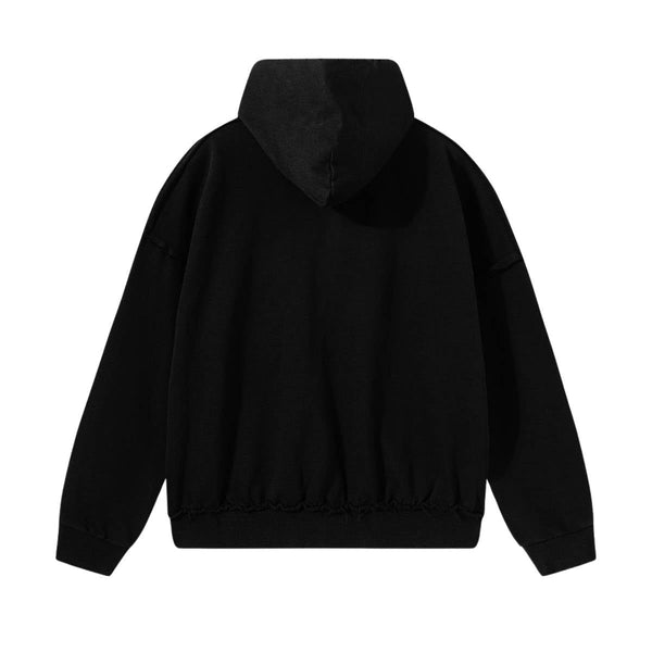 Washed Raw Edge Double Slider Zip Hoodie