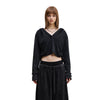 Ruched Waist Cotton Cropped Hoodie