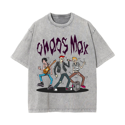 Chaos Max Street Punk Graphic Washed Tee-INNBLAC