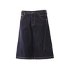Deconstructed Embroidered Raw Denim Bermuda Shorts