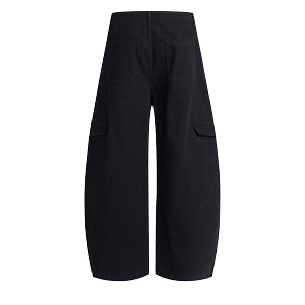 Minimal Washed Solid Wide Leg Barrel Pants