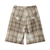 Vintage Plaid Curved-Cut Cropped Pants