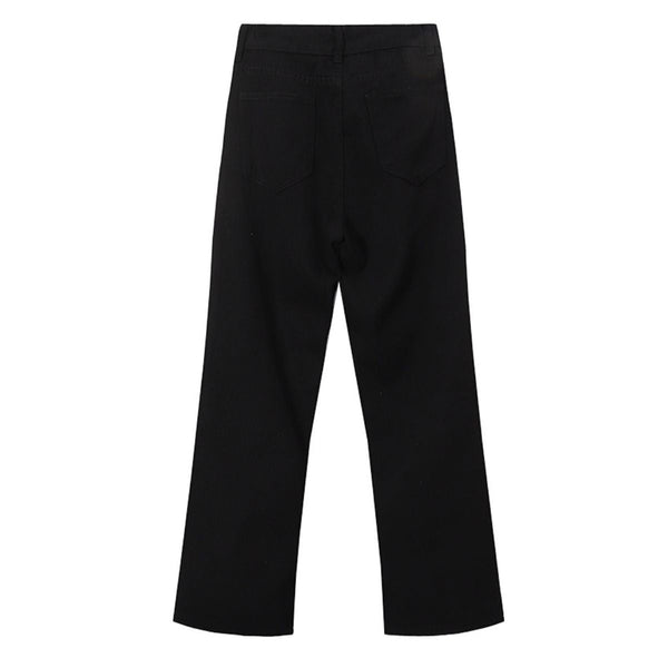 Button Fly Wide Leg Denim Jeans