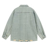 New Distressed Loose Stand Collar Denim Shirt Jacket