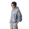 Oversized Spray-Bleach Distressed Fleece Hoodie