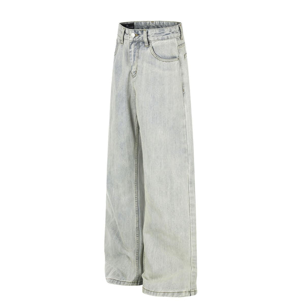 Vintage Light Wash Wide Leg Slub Denim Jeans