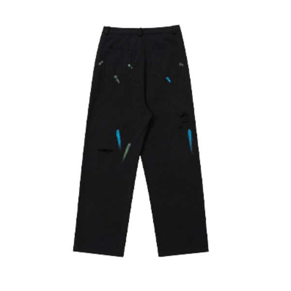 Paint Splatter Distressed Relaxed Baggy Cotton Pants