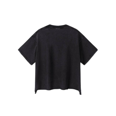 Distressed Raw Hem Boxy Cotton T-Shirt