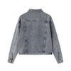 Unisex Commuter Workwear Style Single-breasted Lapel Straight Denim Jacket