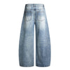 Vintage Washed High Waist Distressed Relaxed Straight Leg Denim Jeans