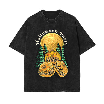 Halloween Party Graphic Washed Tee-INNBLAC