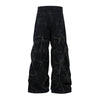 Men's Tie-Dye Denim Pants Heavy Pleated Distressed Loose Wide Leg