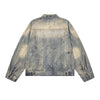 Distressed Washed Slub Denim Jacket with Dirty Dye