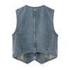 V-Neck Button-Front Denim Vest