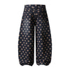 Vintage Star Print Loose Wide-Leg Denim Pants