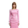 Asymmetric Neck Long Sleeve Ribbed Top