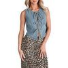 Women's Self tied Cropped Denim Vest