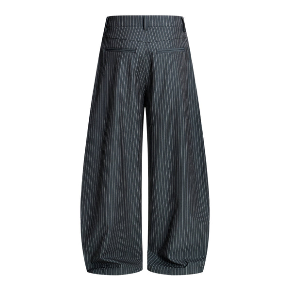 Vintage Stripe Barrel-Leg Tailored Trousers