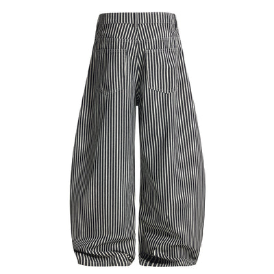 High Waisted Striped Wide Leg Casual Pants
