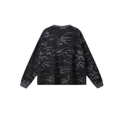 Men's Camouflage Waffle Crew Neck Loose Fit Tee Shirt