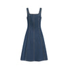 Button-Front Denim A-Line Dress