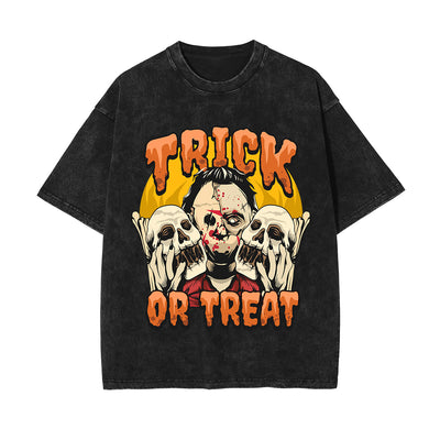 Trick Or Treat Graphic Washed Tee-INNBLAC