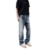 Distressed Fade Relaxed Flare Denim Jeans