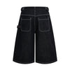Retro Raw Denim Wide-Leg Bermuda Shorts