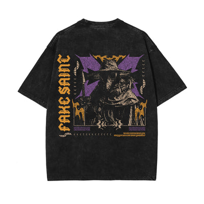 Streetwear Stone Wash Graphic Tee-INNBLAC