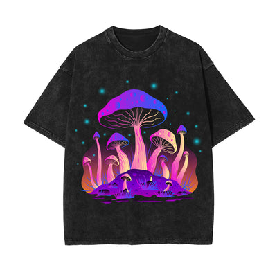 Neon Mushroom Stone Wash Graphic Tee-INNBLAC