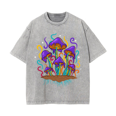 Melted Mushrooms Washed Graphic Tee-INNBLAC