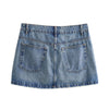 Crossover Asymmetric Waist Distressed Denim Mini Skirt