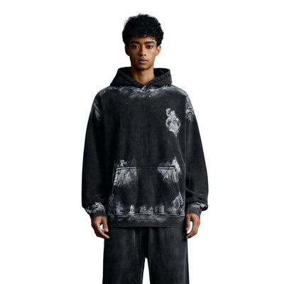 Distressed Edge Painted Graphic Washed Hoodie