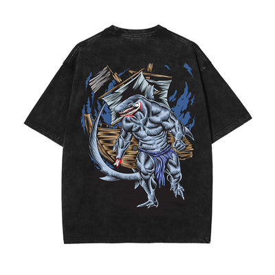 Sea Beast Graphic Washed Tee-INNBLAC