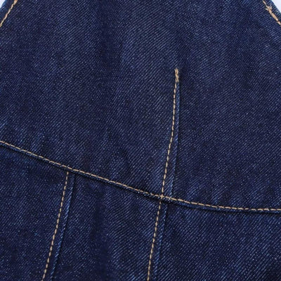 Halter Neck Denim Mini Flounce Dress