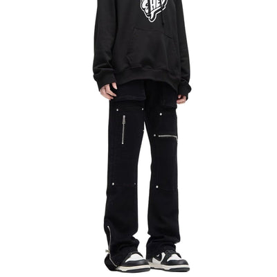 Stretch Zip Hem Utility Bootcut Jeans