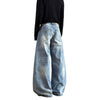 Vintage Washed Curved-Leg Denim Jeans