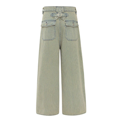 Vintage Patchwork Appliqué Wide-Leg Curved Barrel Jeans