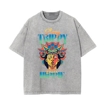 Stay Trippy Little Hippie Graphic Tee-INNBLAC