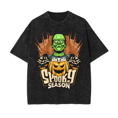 Spooky Season Graphic Washed Tee-INNBLAC